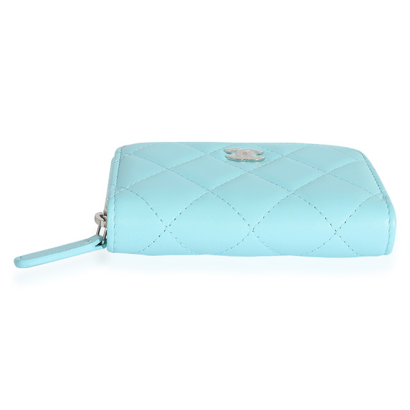 Chanel Light Blue Quilted Lambskin Zippy Card Holder Wallet - Picture 5 of 6
